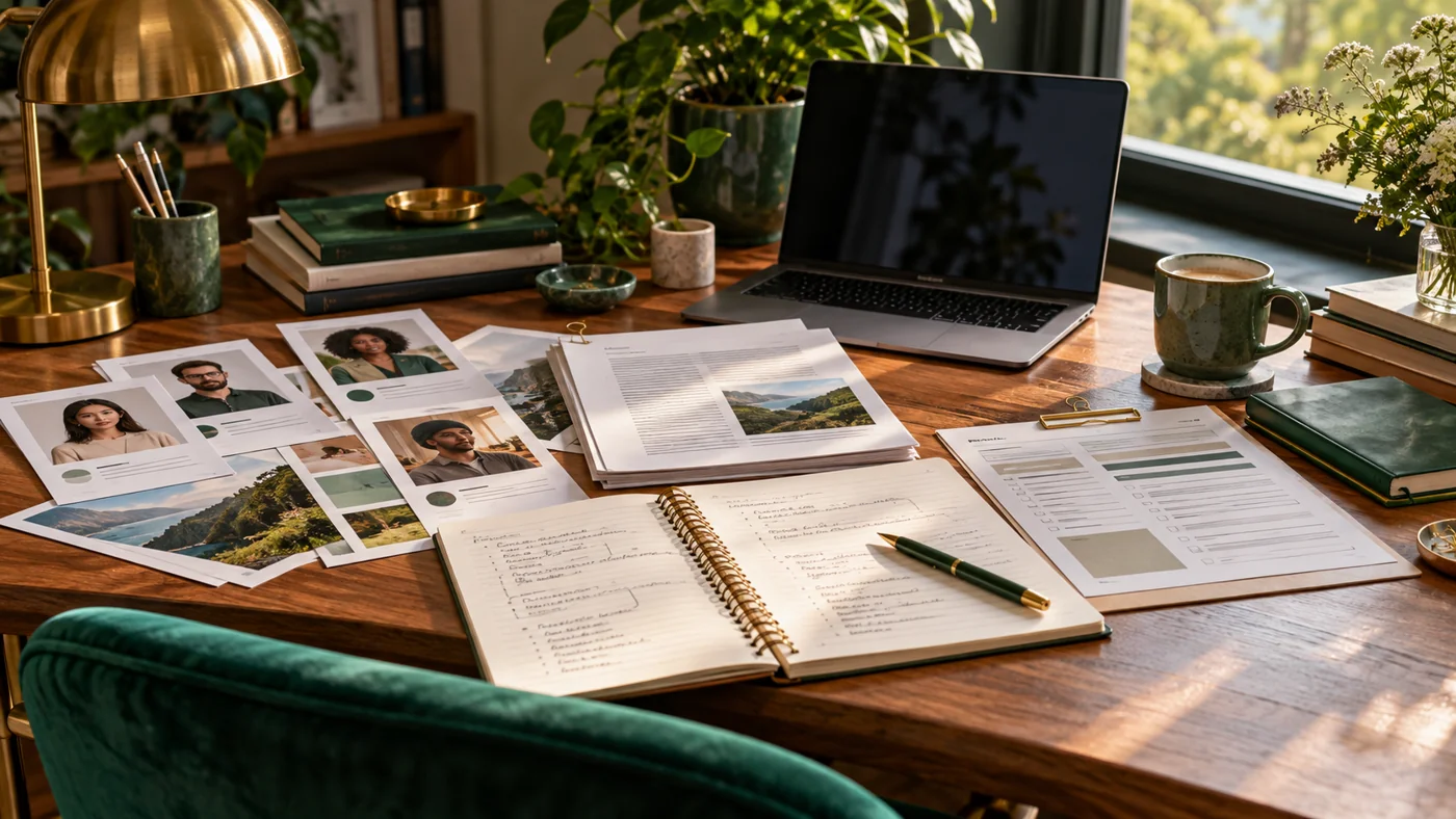 Illustrative editorial cover for Content Brief Template: Give Every Piece of Content a Clear Job