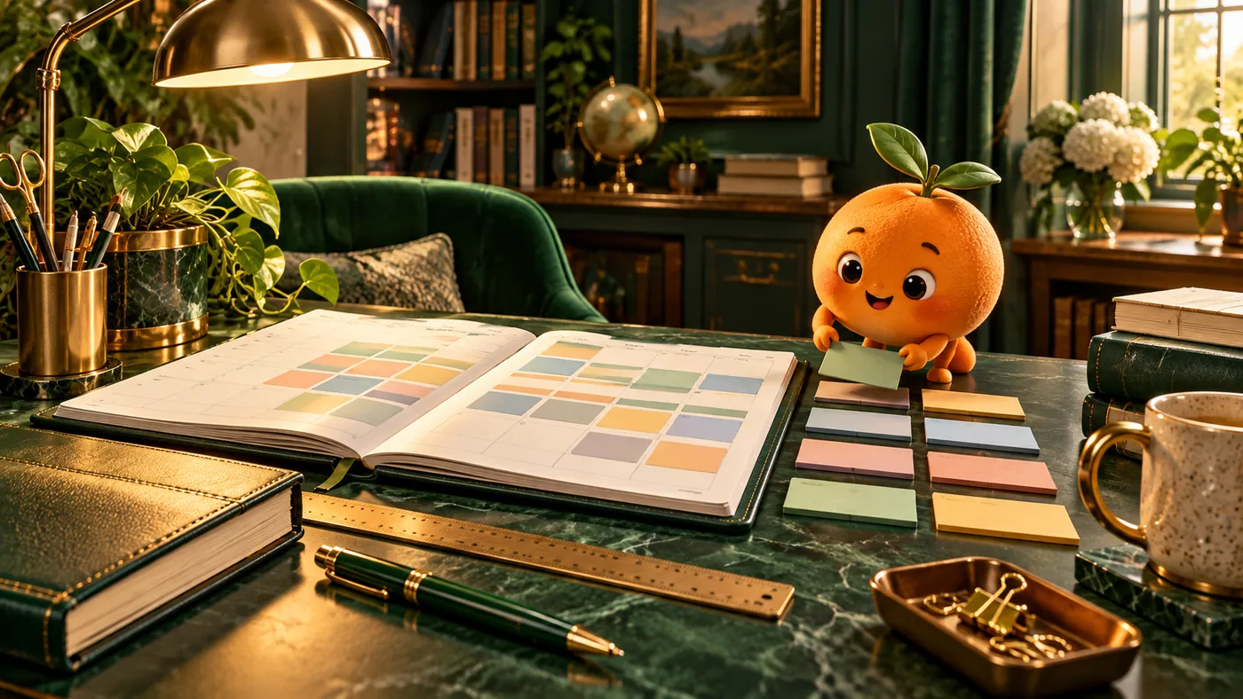 Spaced Repetition Schedule: When to Review What You Learn illustrated in the CREATEFOR.YOU emerald-and-gold monster style