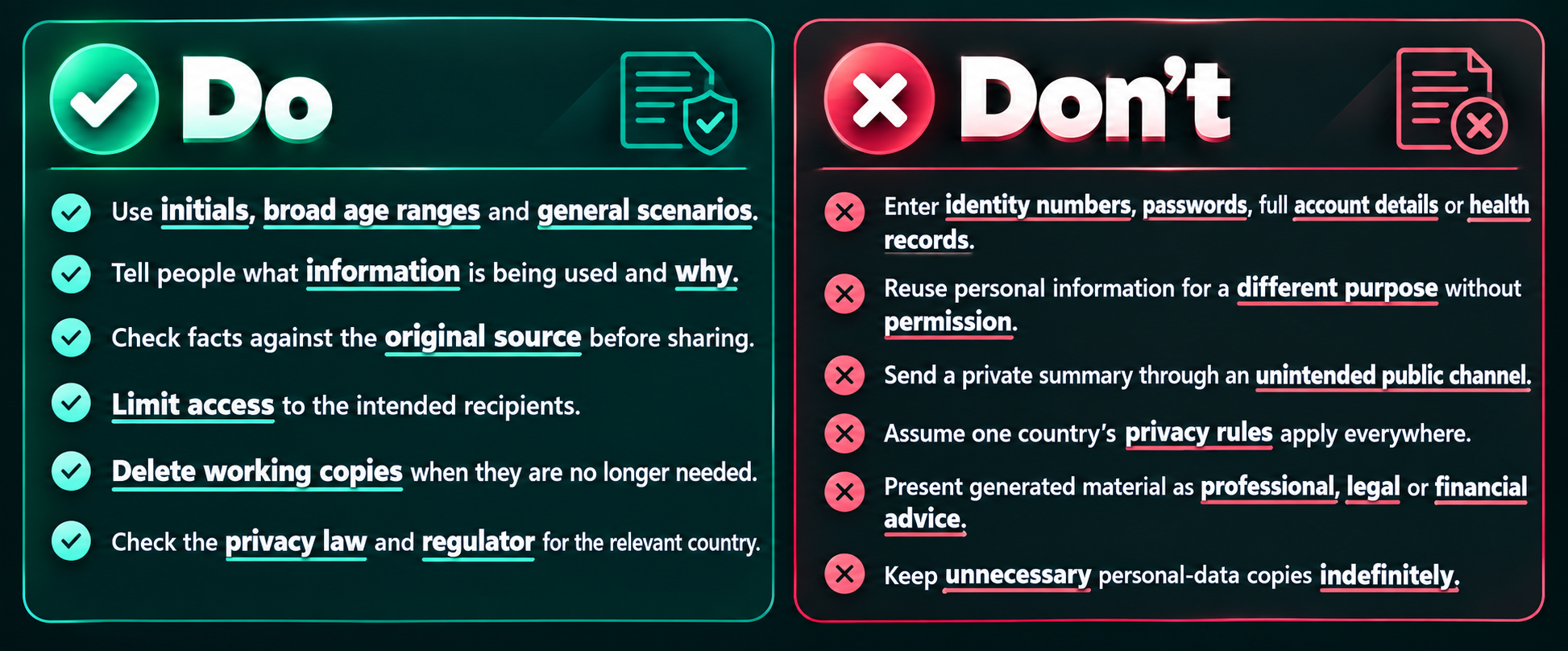 International privacy sharing dos and don’ts infographic